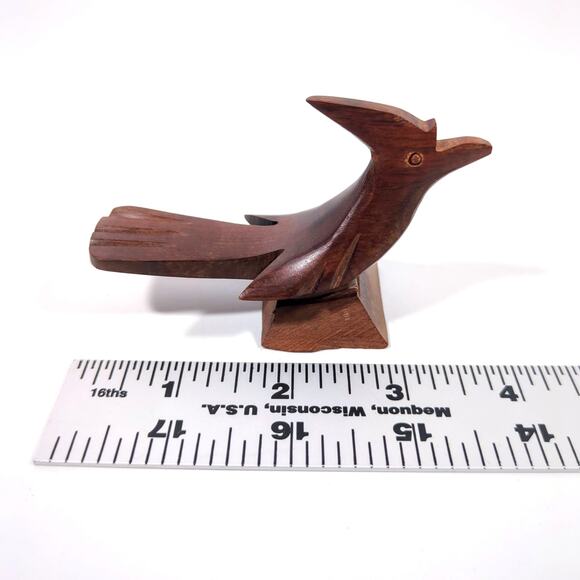 Vintage Wooden Roadrunner Bird Art Mini Sculpture 3.5" Hand Carved Used Good - Picture 3 of 6